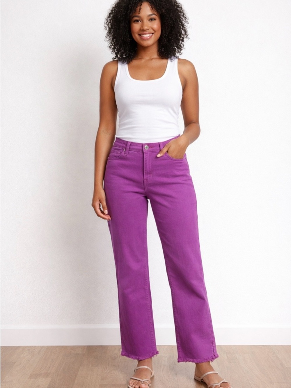 Chico's Purple Straight‑Leg Jeans